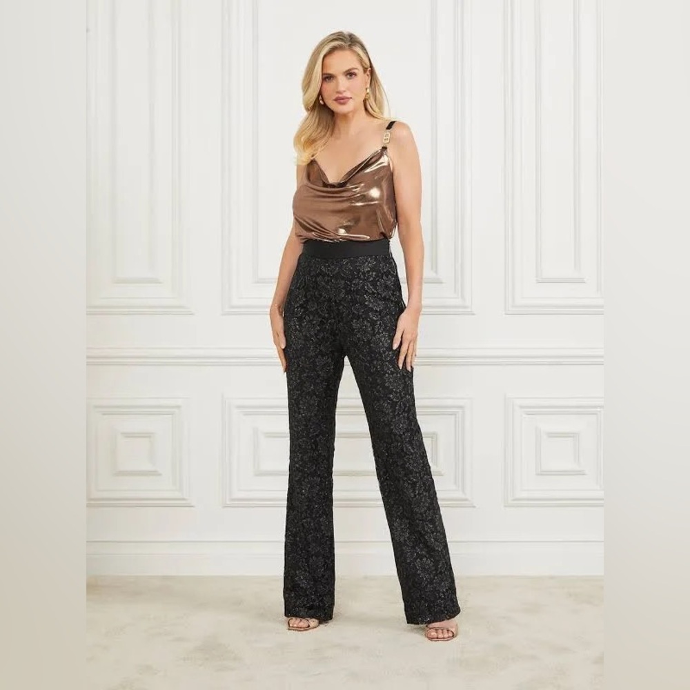 Marciano by Guess Black Gold Lace Flare Pants